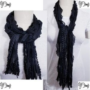 Black Mix Yarn Scarf 60 inch